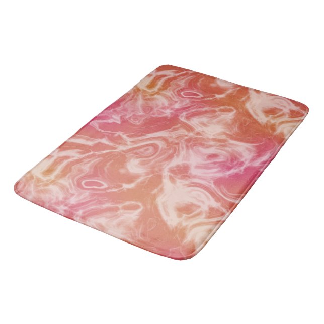 Tapis De Bain Marbre rose et orange abstrait (Angle)