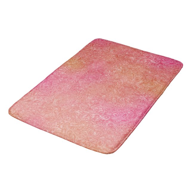 Tapis De Bain Marbre rose et orange abstrait (Angle)