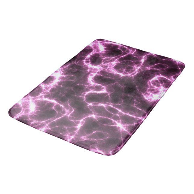 Tapis De Bain Marbre rose et violet foncé abstrait (Angle)