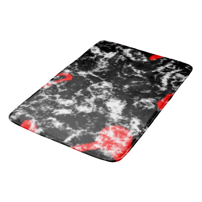 Tapis De Bain Marbre rouge, blanc et noir Abstrait (Angle)
