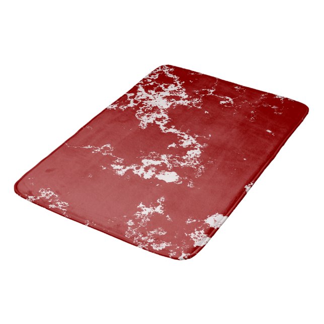 Tapis De Bain Marbre rouge et blanc abstrait (Angle)