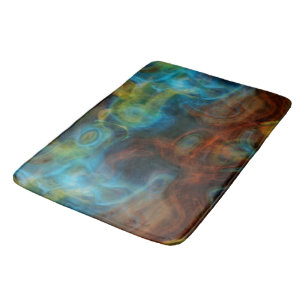Tapis De Bain marbre rouge et bleu turquoise abstrait