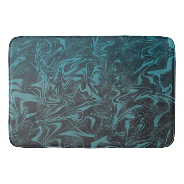 Tapis De Bain Marbre tourbillon bleu sarcelle électrique (Devant)