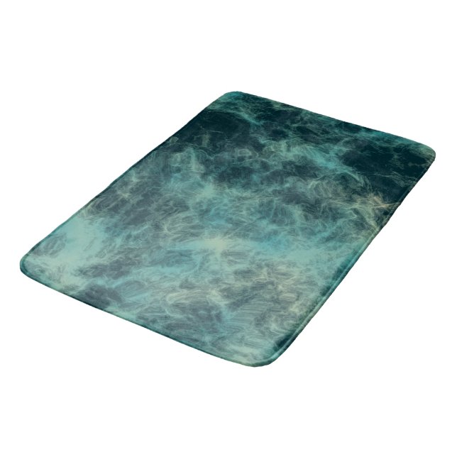 Tapis De Bain Marbre turquoise Abstrait (Angle)