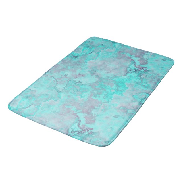 Tapis De Bain Marbre turquoise Abstrait (Angle)