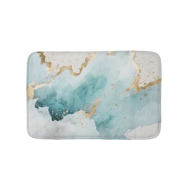 Tapis De Bain Marbre turquoise et or (Devant)
