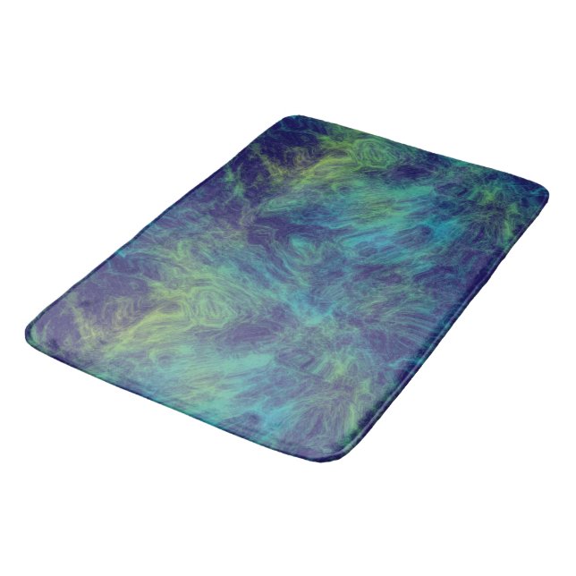 Tapis De Bain marbre vert et bleu abstrait (Angle)