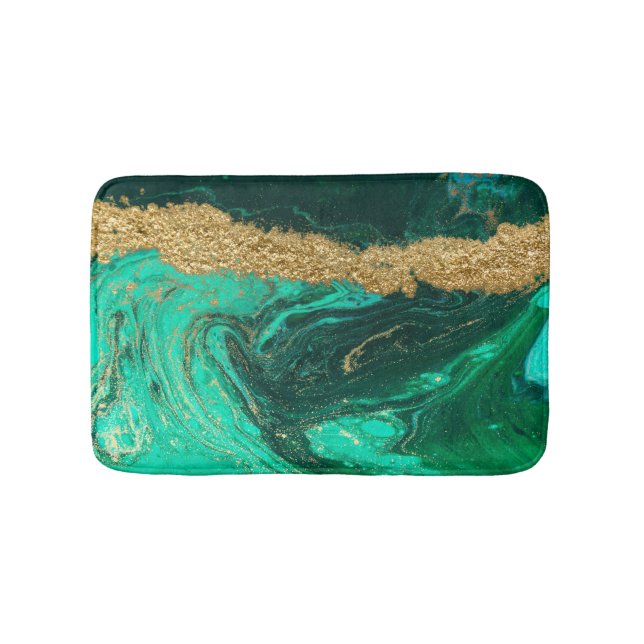 Tapis De Bain Marbre Vert Froid Or, Granite, Texture de Pierre (Devant)