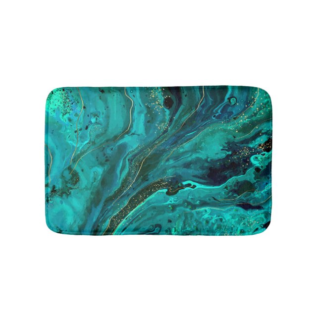 Tapis De Bain Marbre vert & Or : Texture luxueuse (Devant)