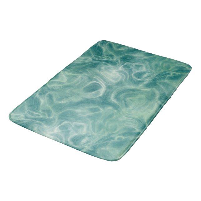 Tapis De Bain Marbre vert turquoise Abstrait (Angle)
