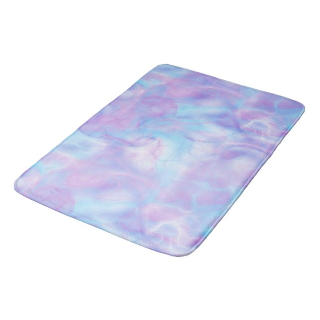 Tapis De Bain marbre violet et bleu abstrait (Angle)
