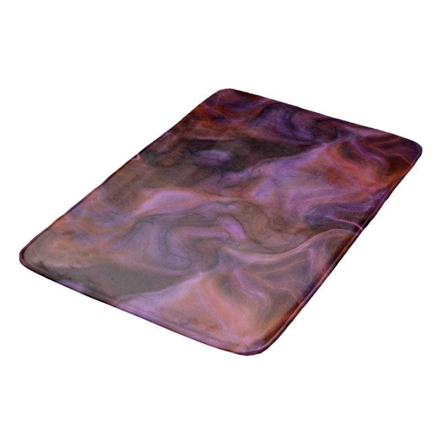 Tapis De Bain marbre violet et orange abstrait (Angle)