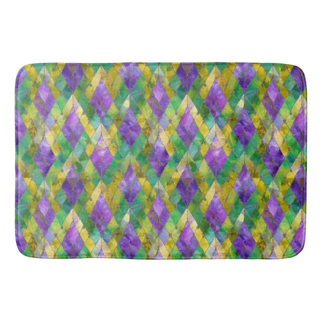 Tapis De Bain Mardi Gras Arlequin en verre tendu Imprimer (Devant)