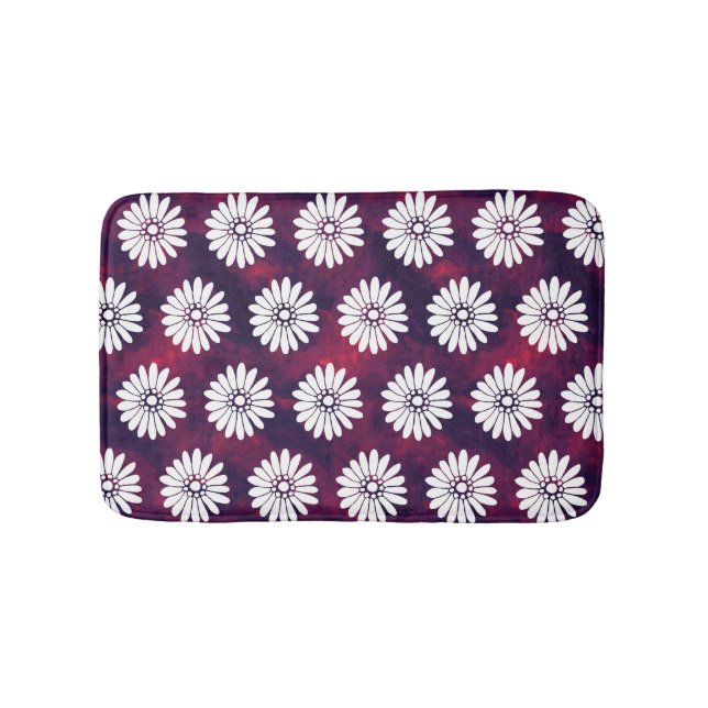 Tapis De Bain Marguerites blanches sur Bourgogne fumeux et (Devant)