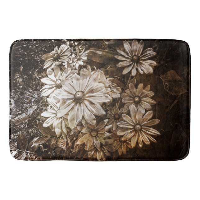 Tapis De Bain Marguerites, sépia, grunge (Devant)
