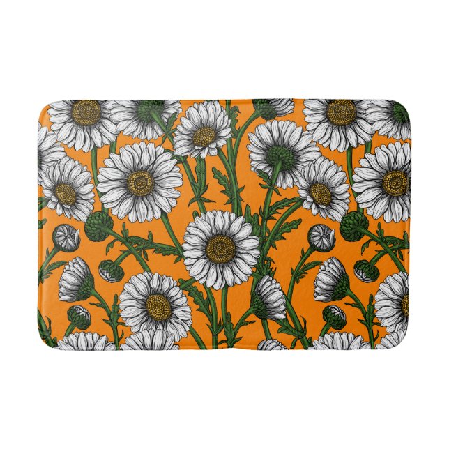 Tapis De Bain Marguerites sur orange (Devant)