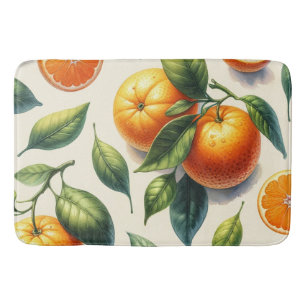 Tapis De Bain Mariage aux feuilles d'orange agrumes à l'aquarell