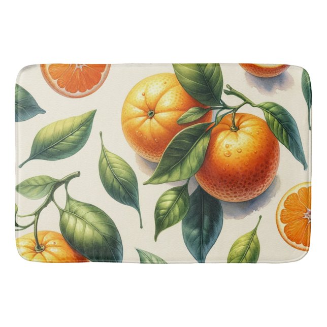 Tapis De Bain Mariage aux feuilles d'orange d'agrumes à l'aquare (Devant)