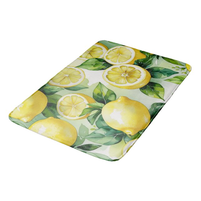 Tapis De Bain Mariage moderne sous le thème floral de citron ble (Angle)
