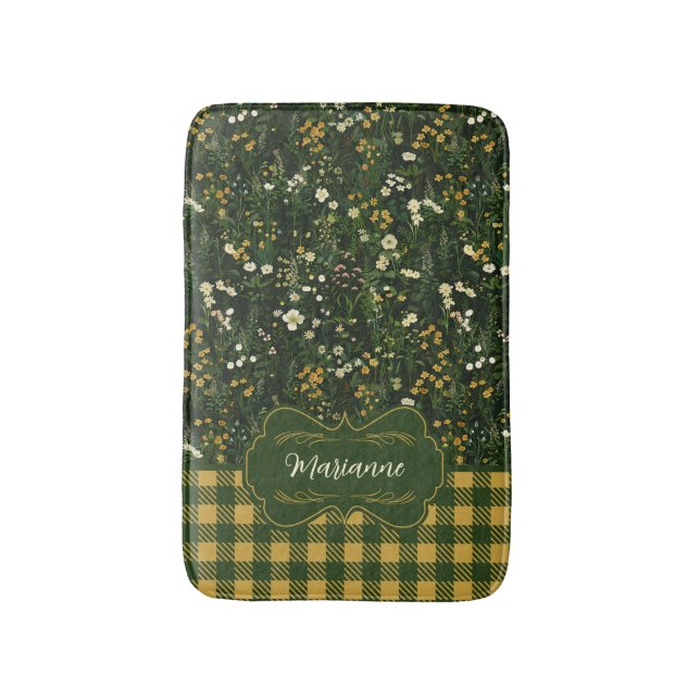 Tapis De Bain Marianne Dark Daisy Plaid Floral (Devant (Vertical))