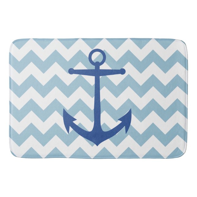 Tapis De Bain Marine Ancre et Chevron Custom Bath Mat (Devant)