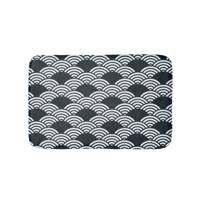 Tapis De Bain Marine bleu et blanc Seigaiha vagues motif (Devant)