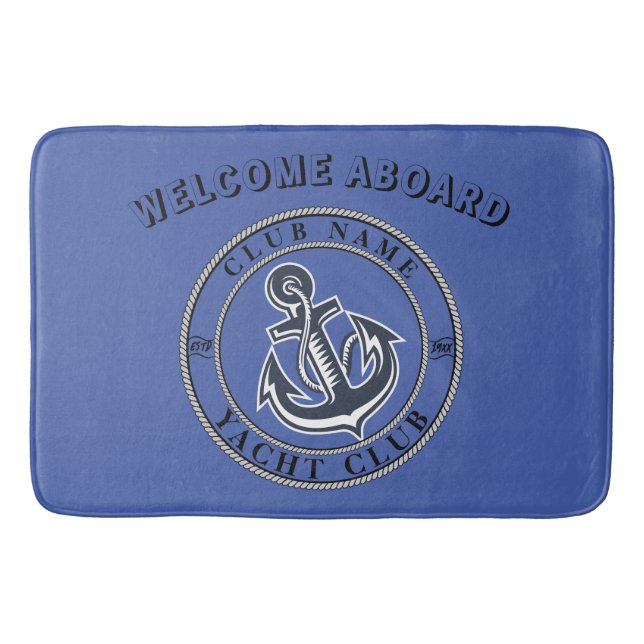 Tapis De Bain Marine bleue Ancre nautique club nautique (Devant)