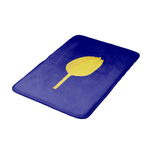 Tapis De Bain Marine Blue Golden Jaune Tulip Floral Coloré Mign