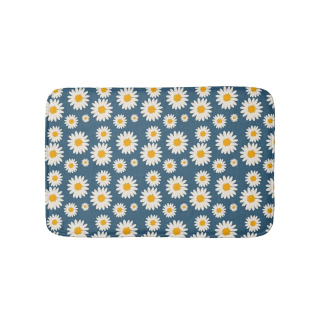 Tapis De Bain Marine Daisy Floral Bohemian Botanical Motif (Devant)