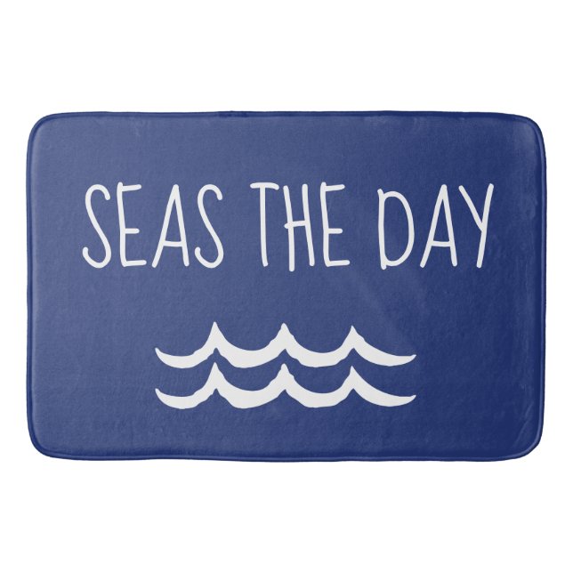 Tapis De Bain Marine Mer Bleue le jour Vagues Nautique (Devant)