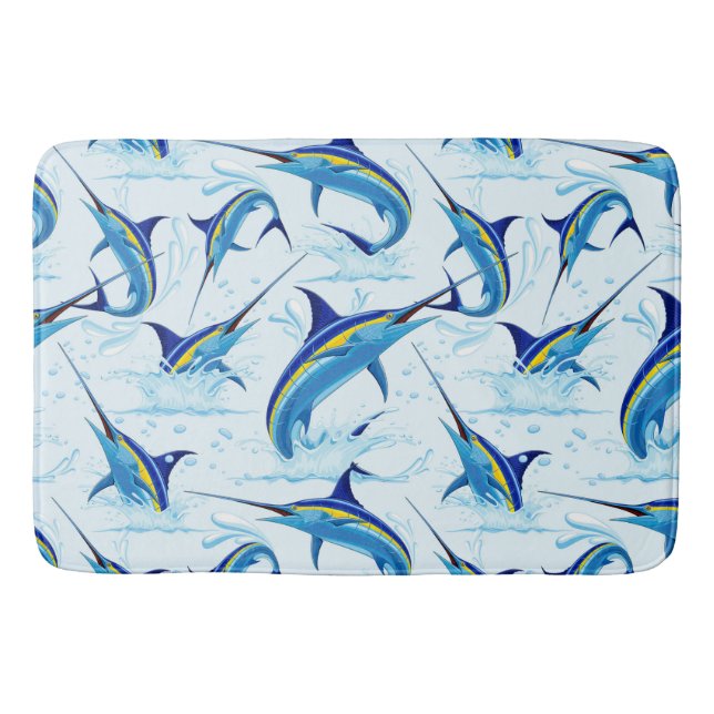 Tapis De Bain Marlin Bleu Jaillissant de l'Océan (Devant)