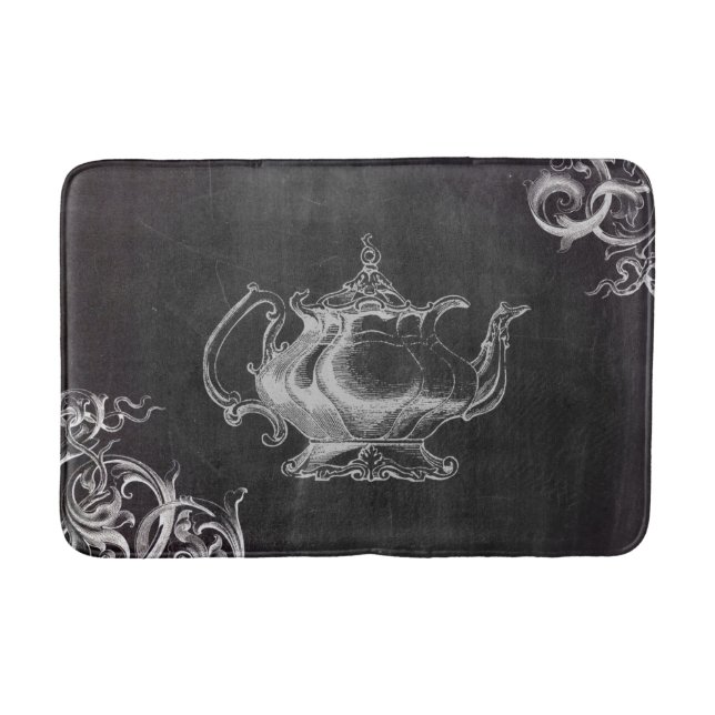 Tapis De Bain marmite chalkboard thé de pays français (Devant)