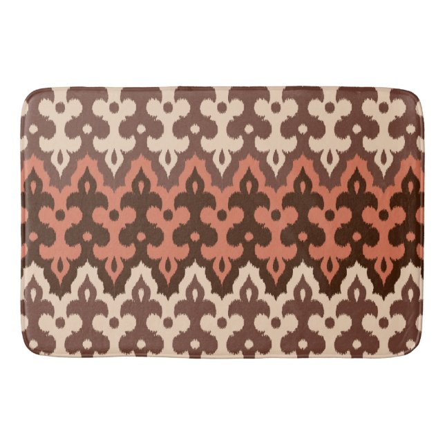 Tapis De Bain Marocaine Ikat Damask, Brown, Taupe & Rouille (Devant)