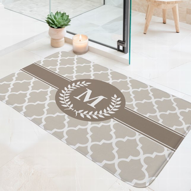 Tapis De Bain Marron beige et monogramme marocain (Créateur téléchargé)