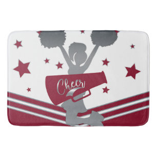 Tapis De Bain Marron Blanc Étoiles Argent Cheer Cheer-leading