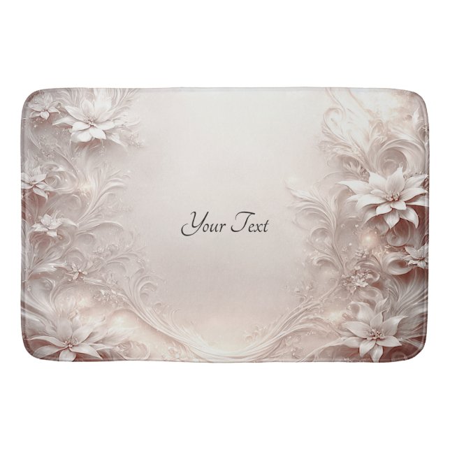 Tapis De Bain Mat à bain floral d'ivoire blanc (Devant)