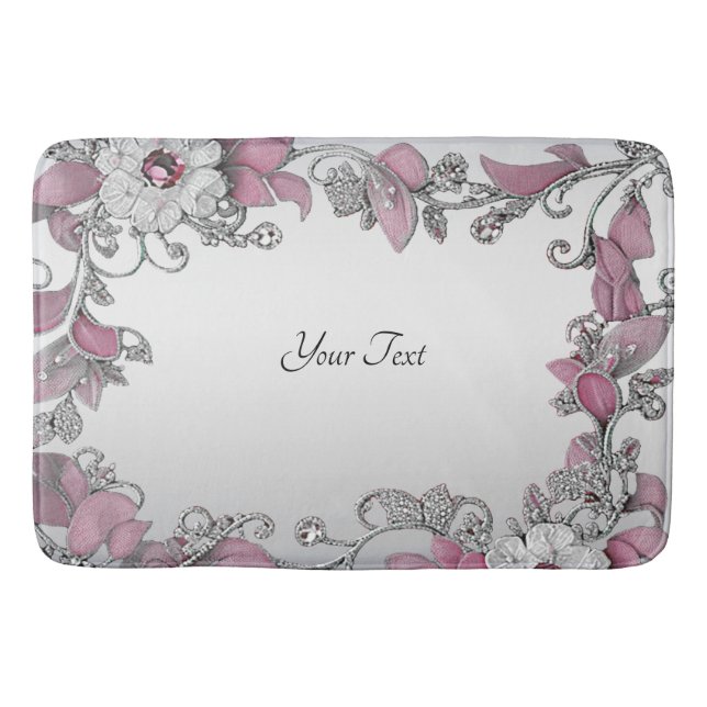 Tapis De Bain Mat à bain rose blanc en argent