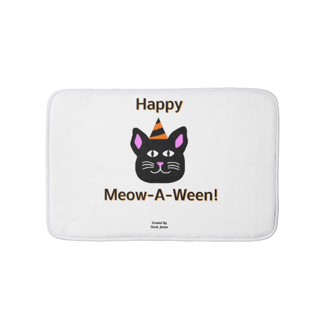 Tapis De Bain Mat-Bain Noir Meow-A-Ween (Devant)
