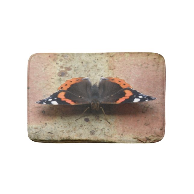 Tapis De Bain Mat de bain à papillon de l'amiral rouge (Devant)