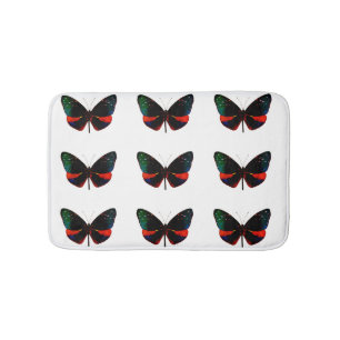 Tapis De Bain Mat de bain à papillon rouge, vert et noir
