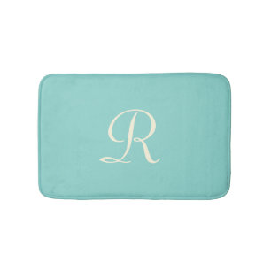 Tapis De Bain Mat de bain à peluche monogramme vert de la mer