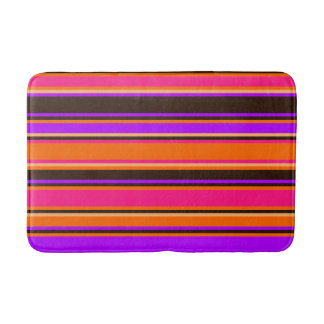 Tapis De Bain Mat de bain à rayures orange, magenta et violet