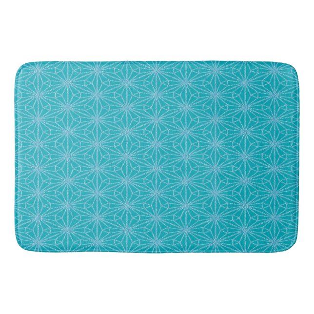 Tapis De Bain Mat de bain aux fleurs turquoise (Devant)