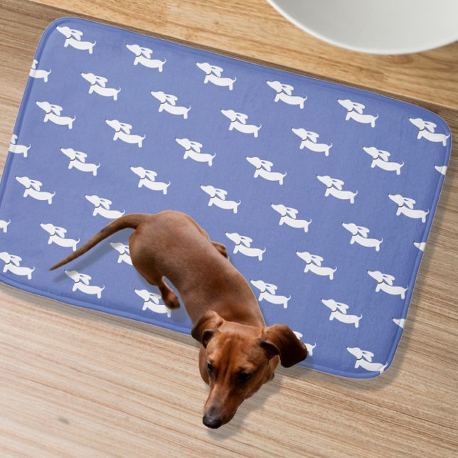 Tapis De Bain Mat de bain bleu Dachshund (Dachshund themed restroom)