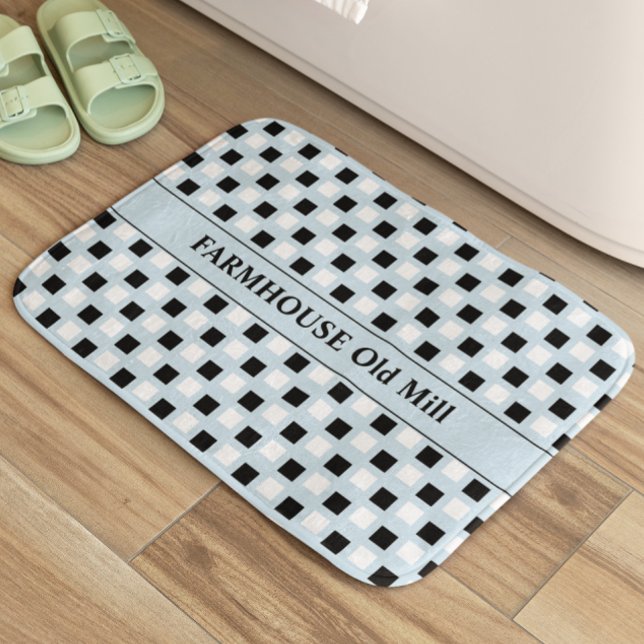 Tapis De Bain Mat de bain bleu géométrique (Créateur téléchargé)
