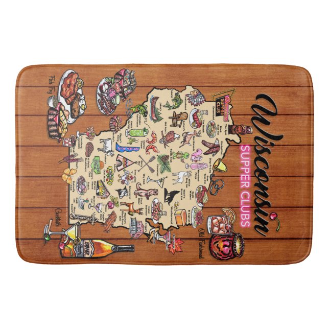 Tapis De Bain Mat de bain - Carte du club de souper du Wisconsin (Devant)