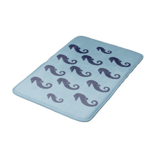 Tapis De Bain Mat de bain - Chevaux de mer (bleu marine) sur ble