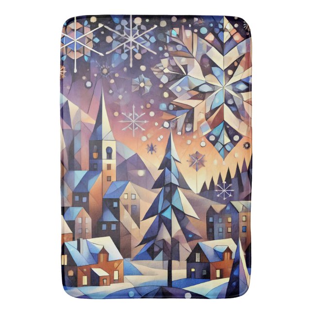 Tapis De Bain Mat de bain d'art de nuit d'hiver (devant Vertical)