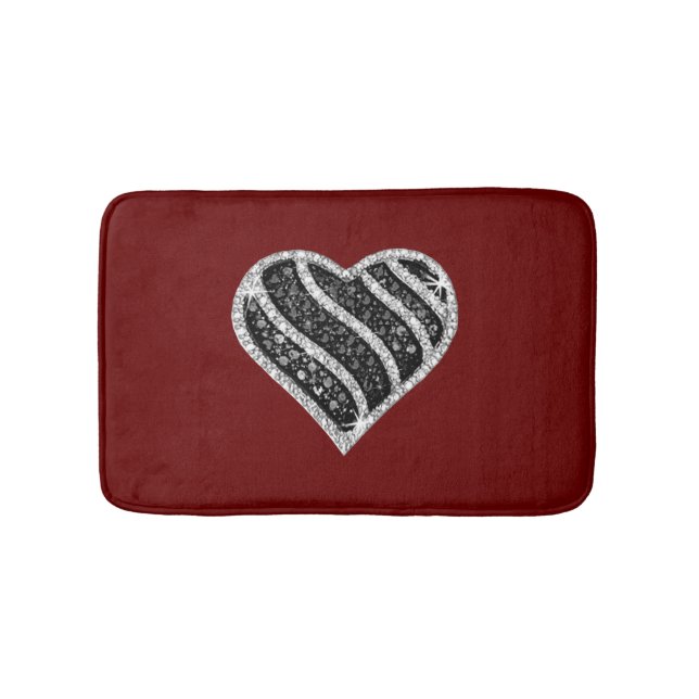 Tapis De Bain Mat de bain de coeur en diamant noir (Devant)