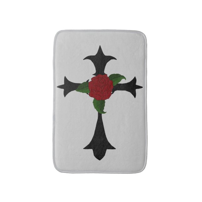 Tapis De Bain Mat de bain de la Croix Tribale Noire (Devant (Vertical))